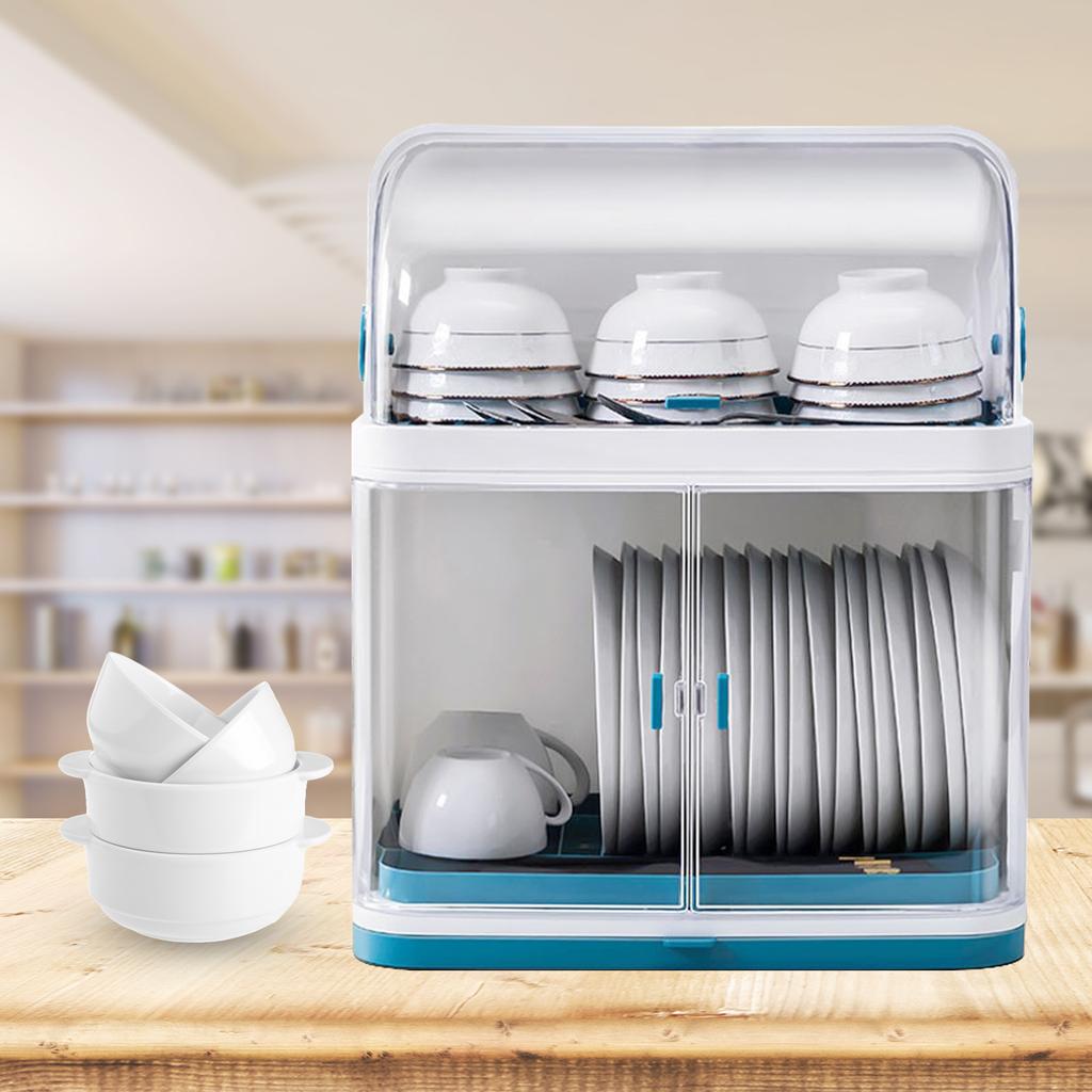 2-уровневая сушилка для посуды с крышкой, сушилка для посуды, съемный поддон для сбора капель, сушилка для посуды, органайзер для хранения