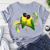 Summer Cartoon Animal Parrot Print Round Neck Short Sleeve T-shirt Base for Women Fashion T Shirt Women Casual Clothes Y2k Tops