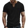 Мужская футболка-henley с коротким рукавом, нагрудным карманом, повседневная, из легкой текстурированной ткани, с вырезом
