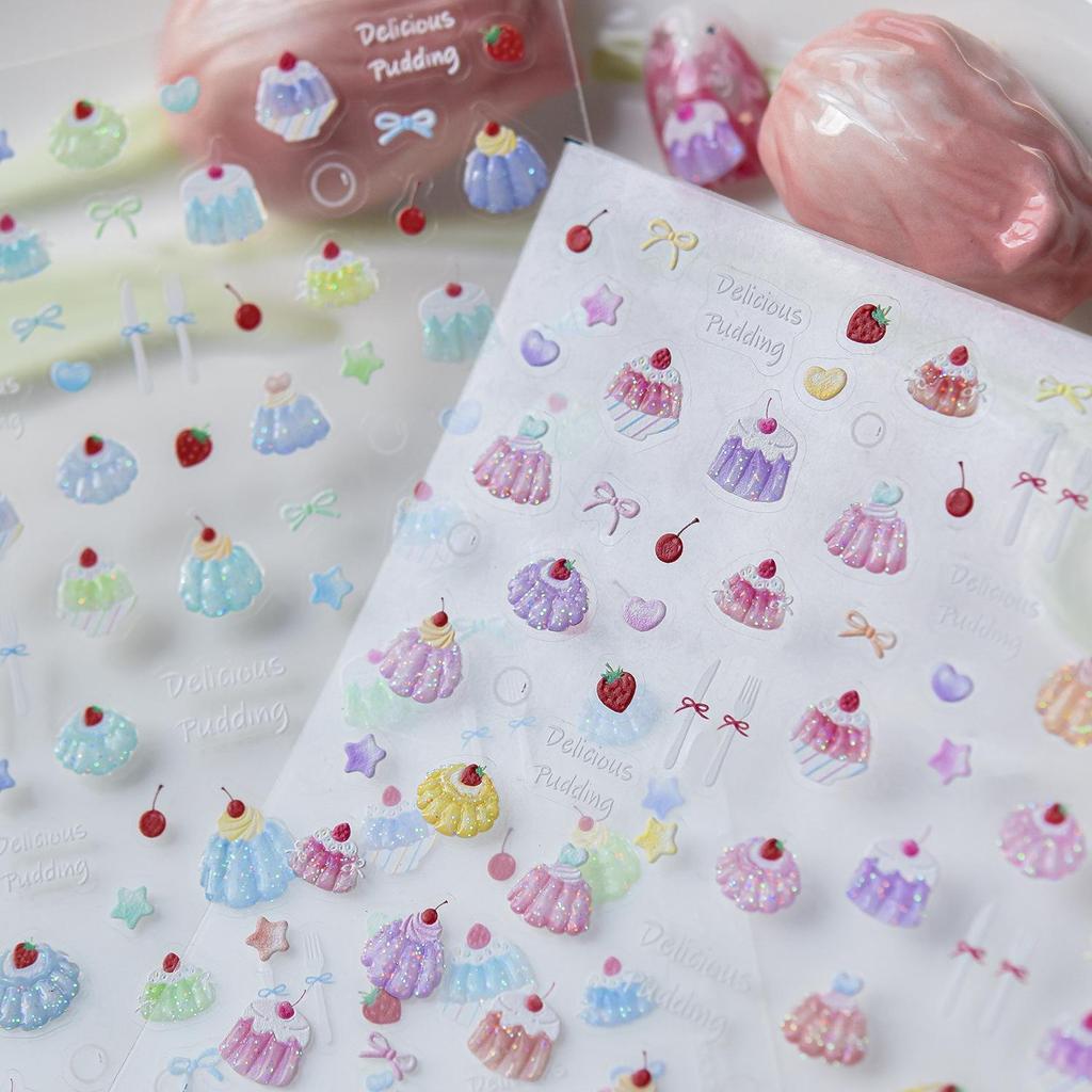 Наклейки для ногтей Tomoni Jelly Blue Pudding Glitter - Супер милые прозрачные наклейки для нейл-арта со льдом