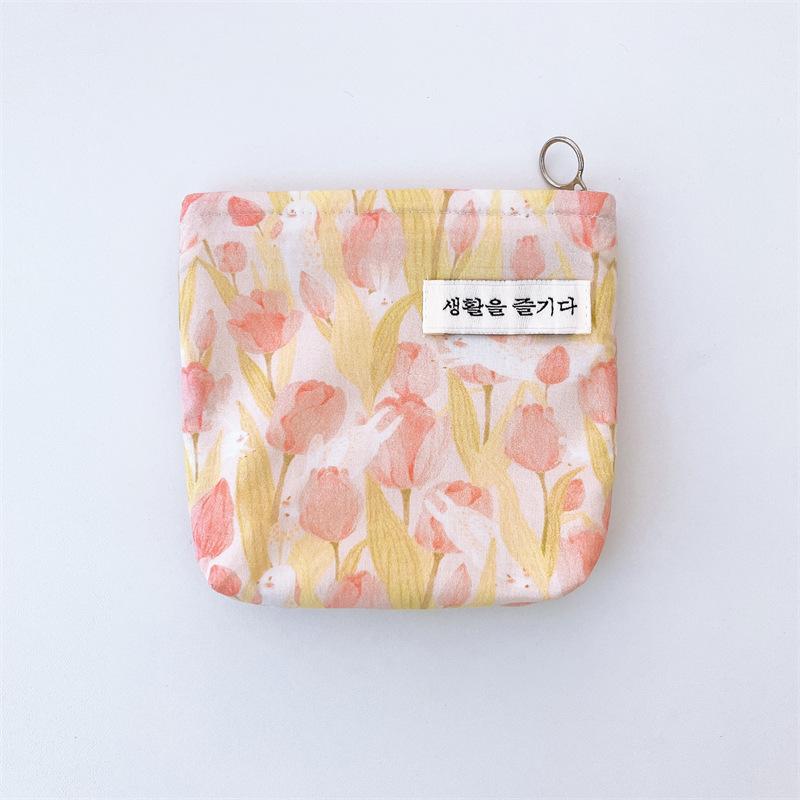 Mini Cotton Floral Organizer Bags for Women Bag Small Fabric Cosmetic Make Up Bag Little Purse Coin Pouch Children Cosmetic Case