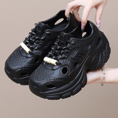 Женские летние дышащие сандалии с перфорацией, не вызывающие неприятного запаха ног, с сумкой EA на носке, на толстой подошве, универсальные повседневные