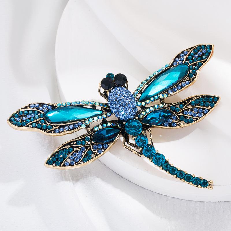 Women Men Luxury Full Crystal Dragonfly Brooches Big Rhinestone Trendy Badges Insect Vintage Jewelry Suit Clothing Pins