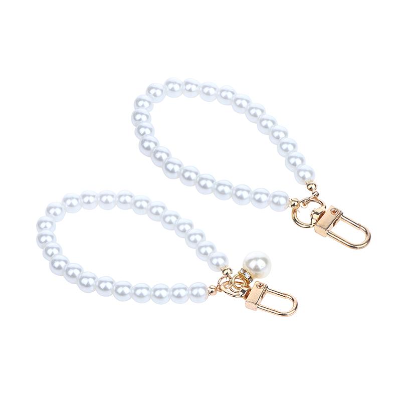 Брелок с имитацией жемчуга, сумка для наушников, подвеска на запястье, держатель для ключей из бисера, браслет из жемчуга, брелок для женщин, украшение для мобильного телефона