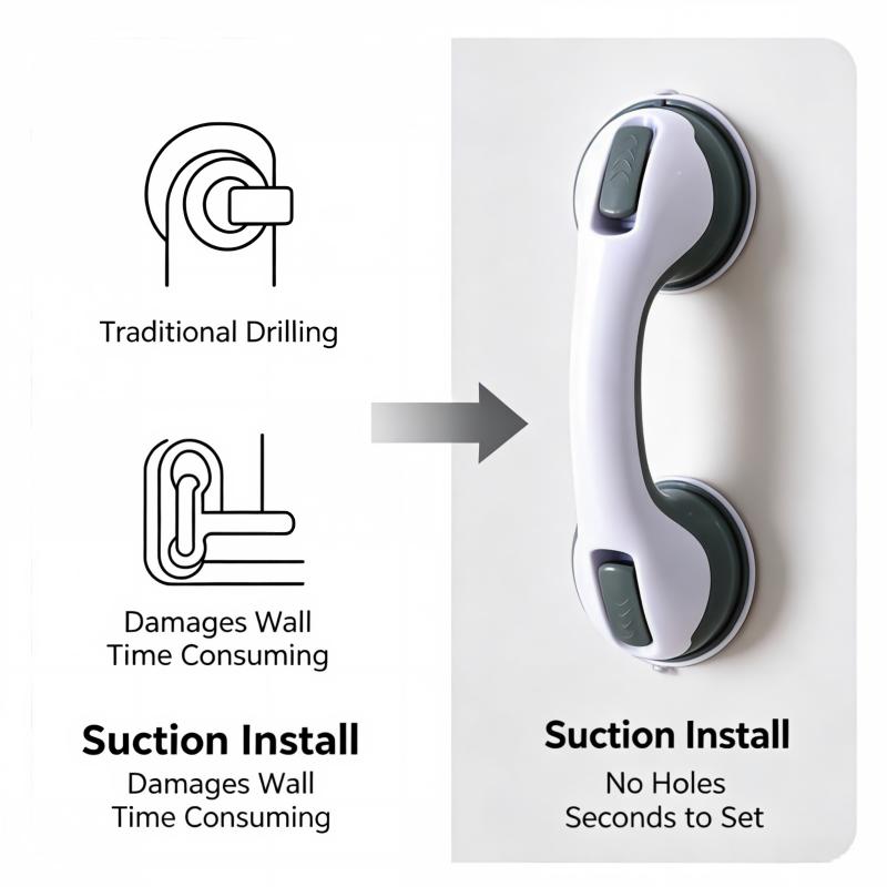 Bathroom Strong Suction Cup Armrest No Drilling Anti-fall Safety Handle Non-perforated Stable Grip for Elderly Children Senior
