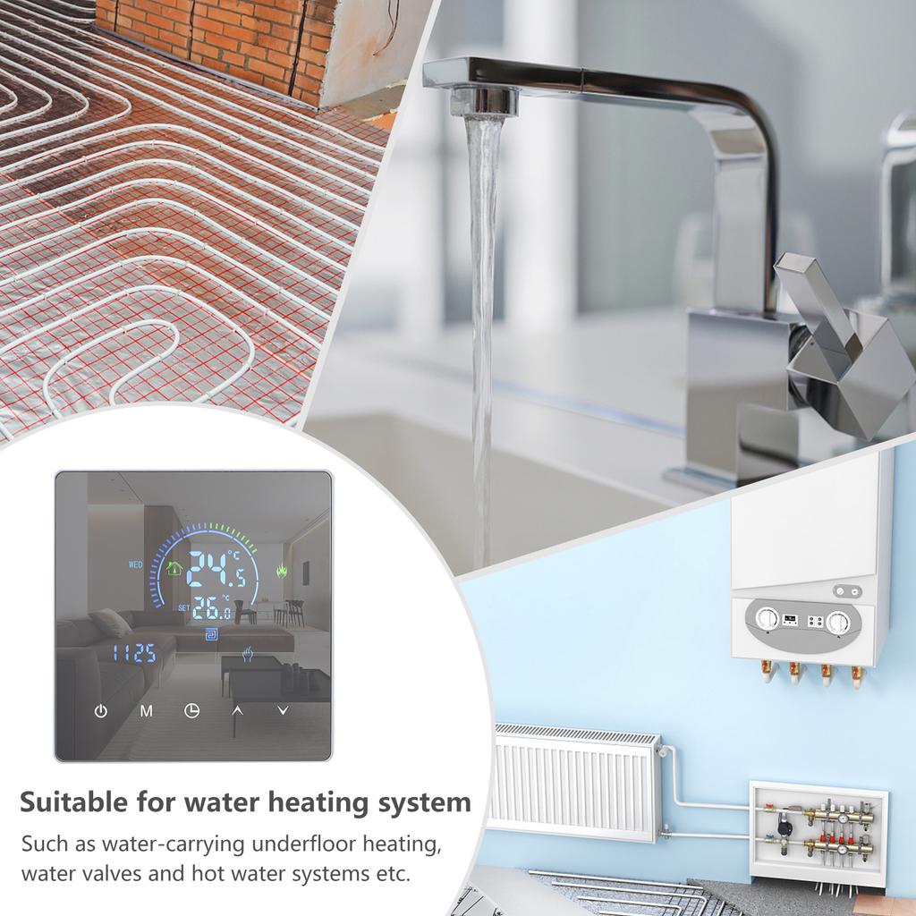 Smart Intelligent Thermostat Temperature Controller for Water Heating Equipment LCD Display Touch Button Programmable Undergroun