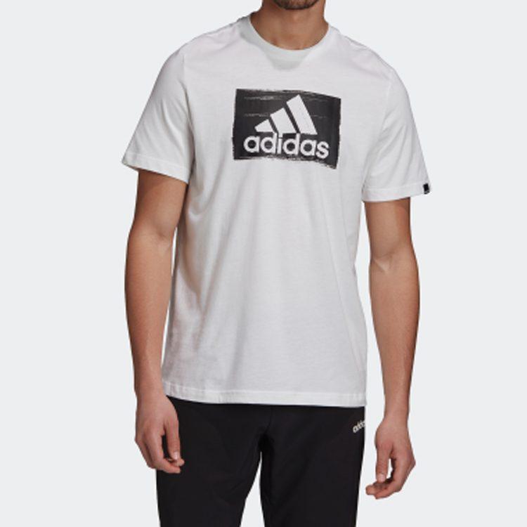 adidas Футболки Мужские Белые С Круглым Вырезом Умеренный Прямой Крой GD5894