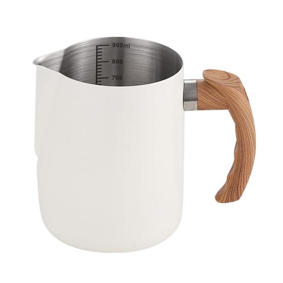 600ML/1000ML Latte Art Cup Stainless Steel Latte Jug Thickened Espresso Milk Frothing Cup with Handle for Home