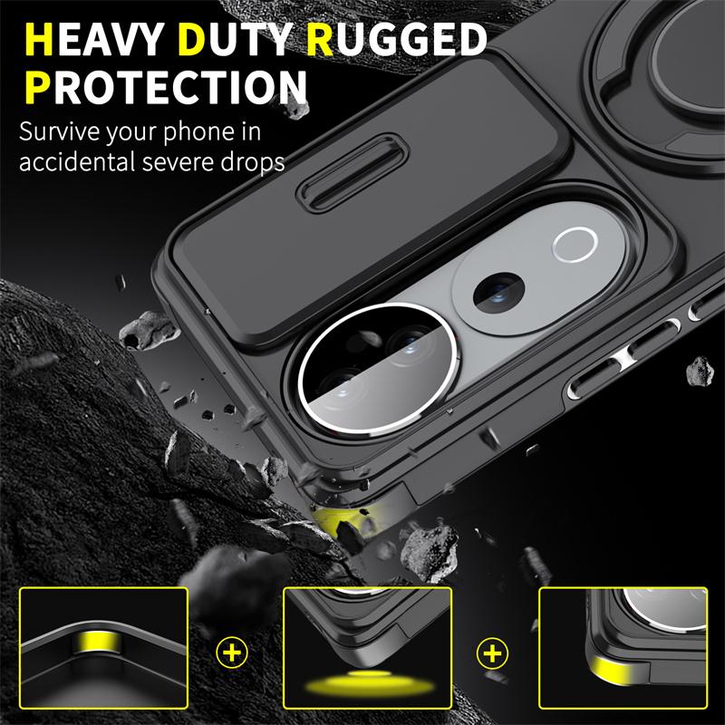 Funda For Vivo V40 Pro 5G Case Magnetic Metal Ring Stand Armor Cases For Vivo S19 Pro V 40 VivoV40 Pro V40Pro Lens Protect Cover
