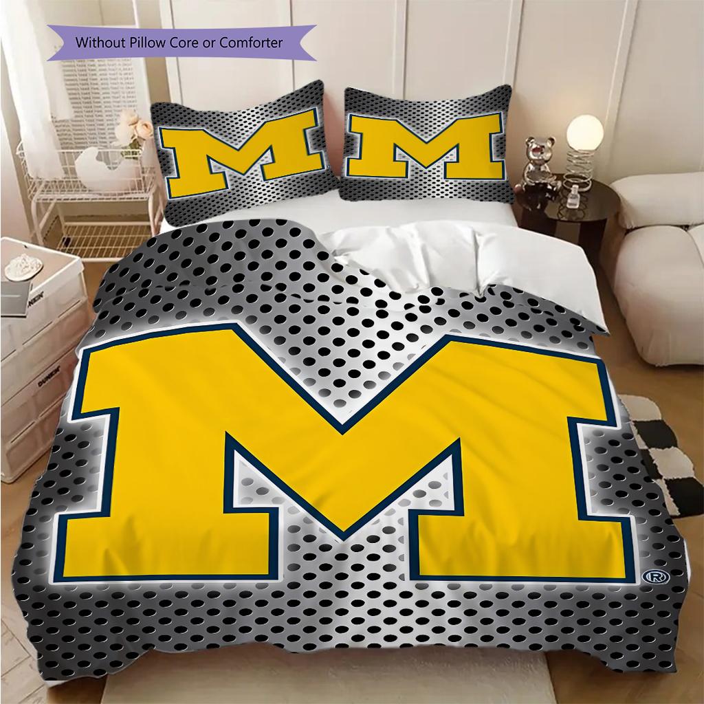 Michigan Pattern Bedding Quilt Set Quilt Cover Pillowcase Home Decoration Birthday Gift (1 * duvet cover + 2 * pillowcase, without core)