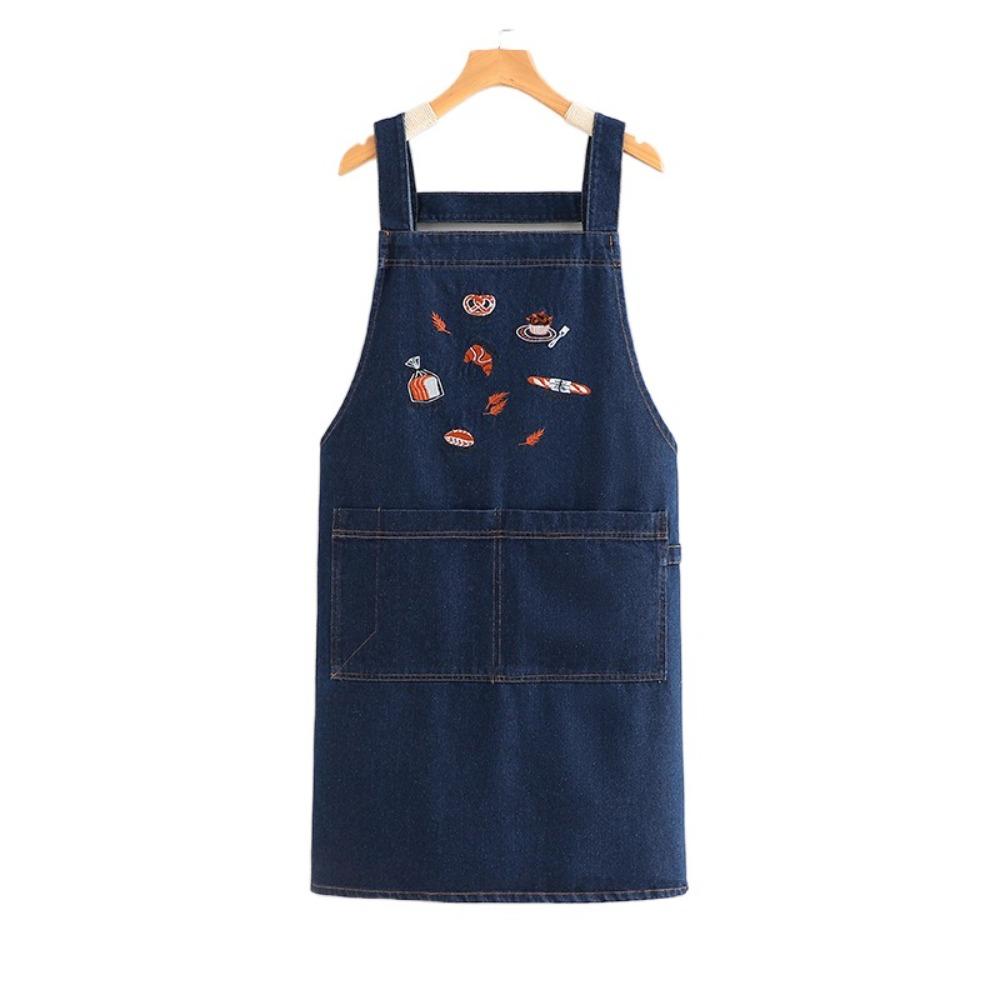 Simple Fashion Cowboy Apron Antifouling with Pocket Retro Apron Artistic Design Soft Baking Apron Kitchen