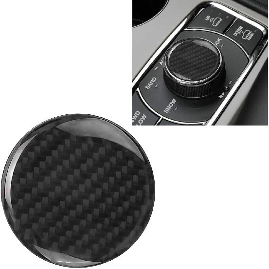ramuel Gear Shifter Panel Button Knob Cover Trim for Jeep Grand Cherokee | Carbon Fiber,Black,Self-adhesive,Easy Install,Sporty Upgrade
