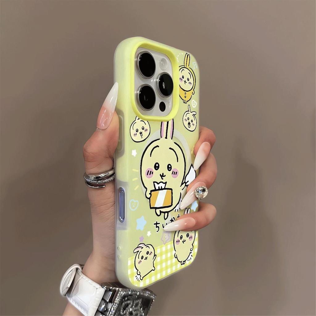 Cartoon High-end Magnetic Jelly Two-in-one Mobile Phone Case for Apple 16pro Simple Anti-fall Magnetic Mobile Phone Protective Case