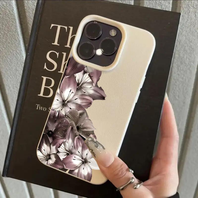 Темно-фиолетовый цветок лилии Личи текстура Чехол для телефона Для iPhone 11 12 13 14 15 16 17 Pro Max 14 15 Plus 17 Air Силиконовый Мягкий чехол