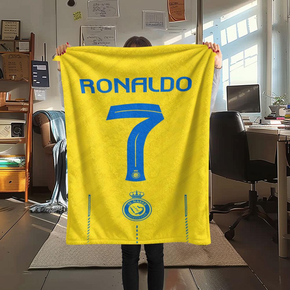 1PC Ronaldinho Patterned Flannel Blanket Suitable For All Seasons for Home Decor Warmth and Comfort Gifts Holiday Present