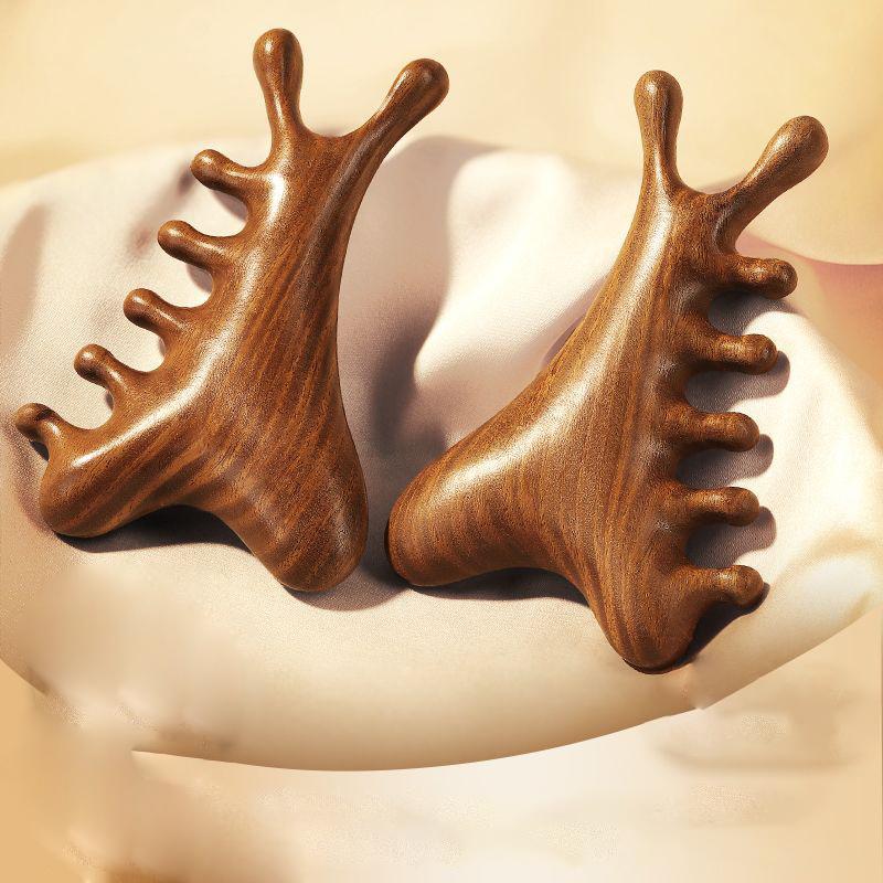 Многофункциональная деревянная массажная расческа для головы Meridian Health, сандаловое дерево, большой широкий зуб, точечная расческа Guasha