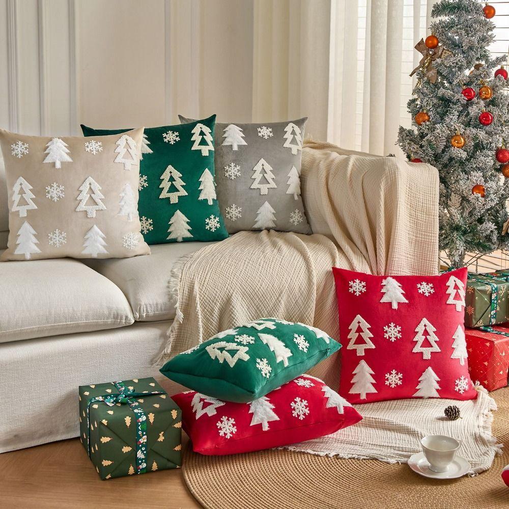 INS Style Throw Pillowcover Christmas Tree Cushion Cover Velvet Christmas Pillowcase Sofa/Bed