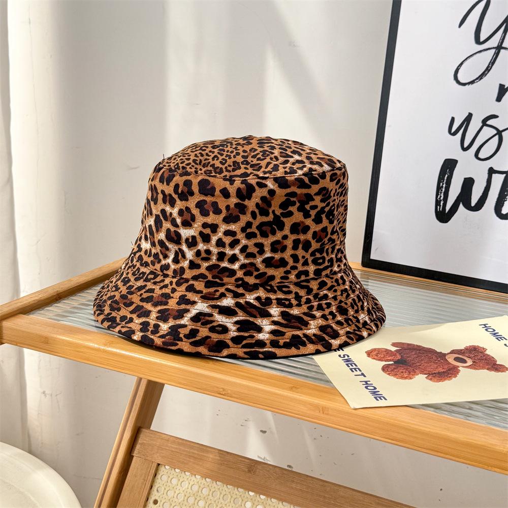 Spring and Summer Sun Hat Colored Leopard Print Bucket Hat Men and Women Sunscreen Double-sided Sun Hat Waterproof Basin Hat