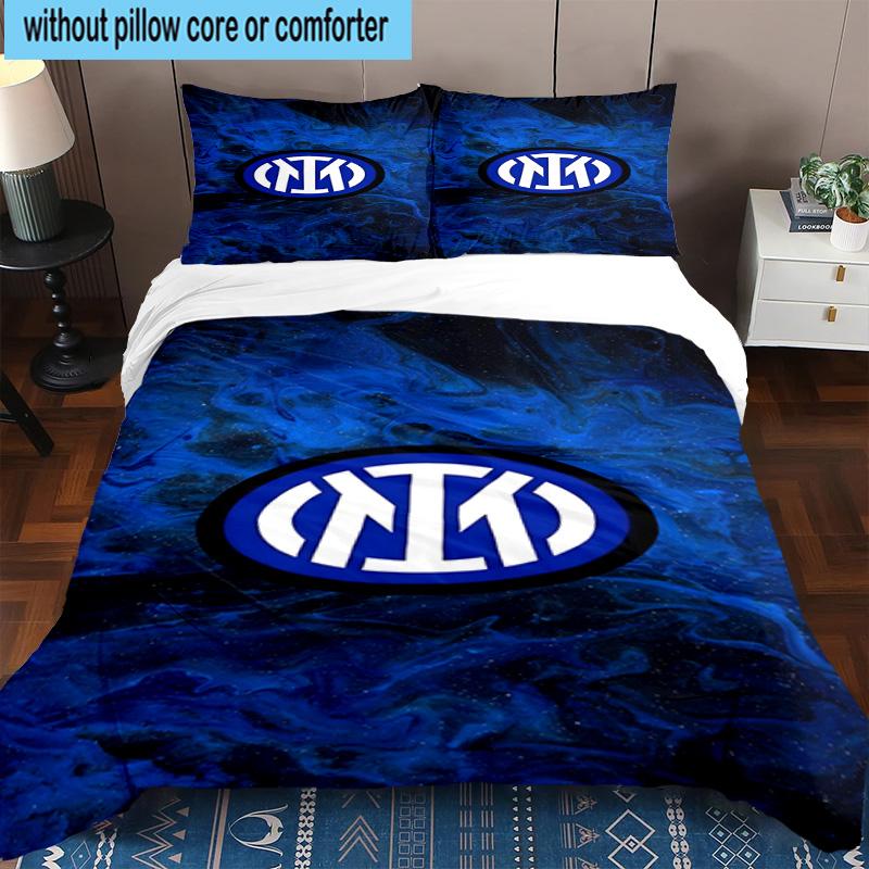 3pcs Mi-lan FC Emblem Printed Bedding Set Duvet Cover Closure Includes 1 Duvet Cover & 2 Pillowcases Bedding Sets Home Decor Gifts
