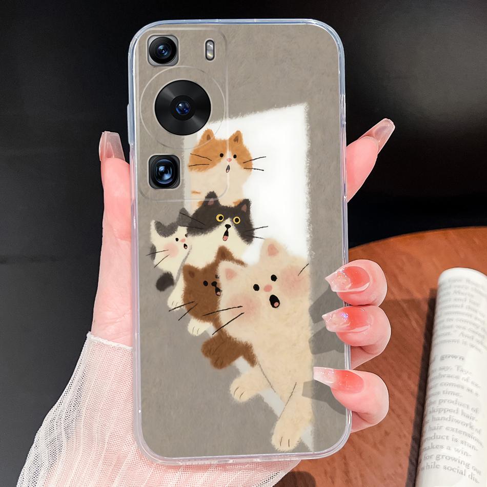 Чехол для Huawei P60 P50 Pro P50E Рыбы Океана Мягкий Тонкий ТПУ Прозрачный Силикон Легкий Задняя Крышка для Huawei P 60 P 50 Корпус Телефона