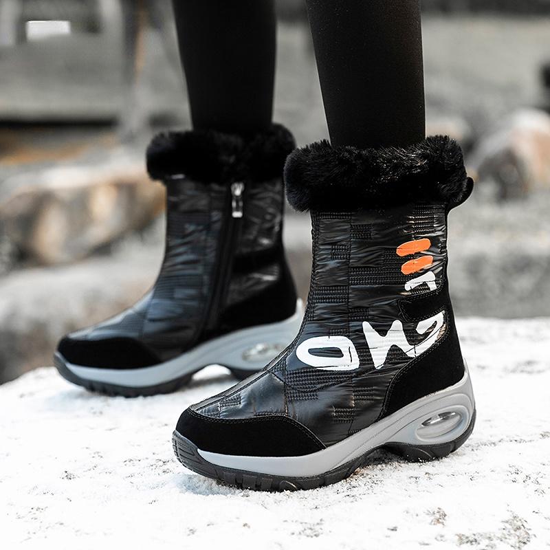 Women's Boots Snow Boots Winter  Platform Shoes High Leather Boots Leather Warm and Waterproof Comfortable High Boots Platform