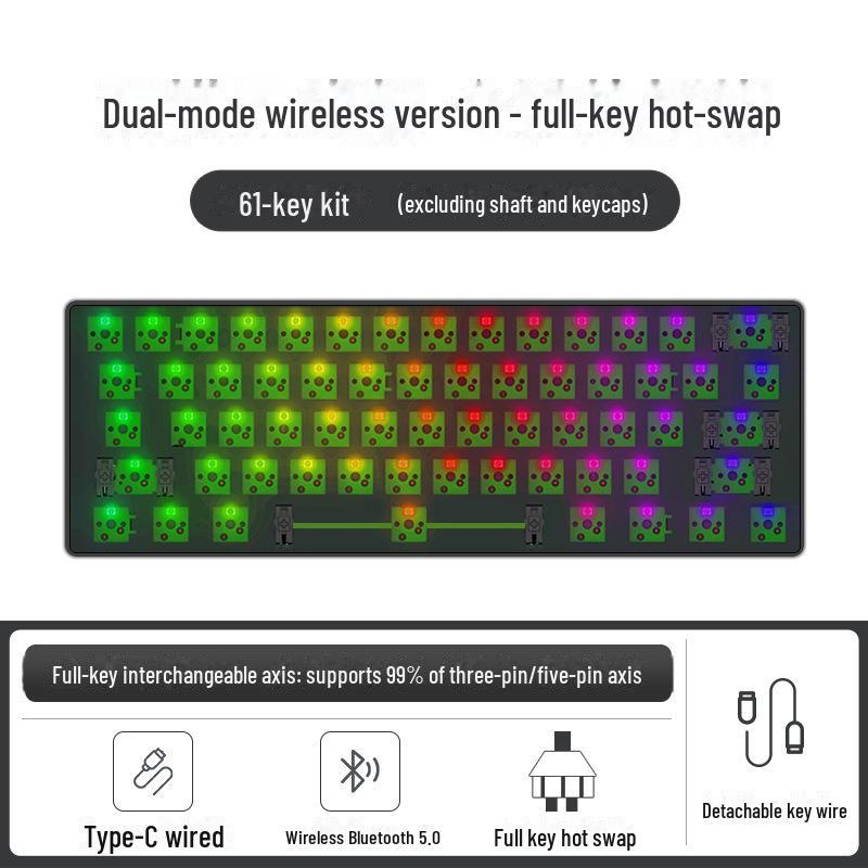 Беспроводная Bluetooth механическая клавиатура DIY Kit, RGB, три режима, 84-108 клавиш
