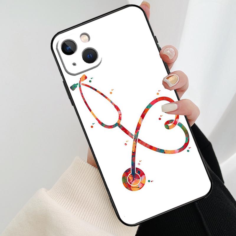 Милый Чехол для Телефона Сердце со Стетоскопом Для iPhone 17 Pro Max 16 15 11 13 12 14 Pro Max mini 15 16 Plus 16e 17 Air Cover