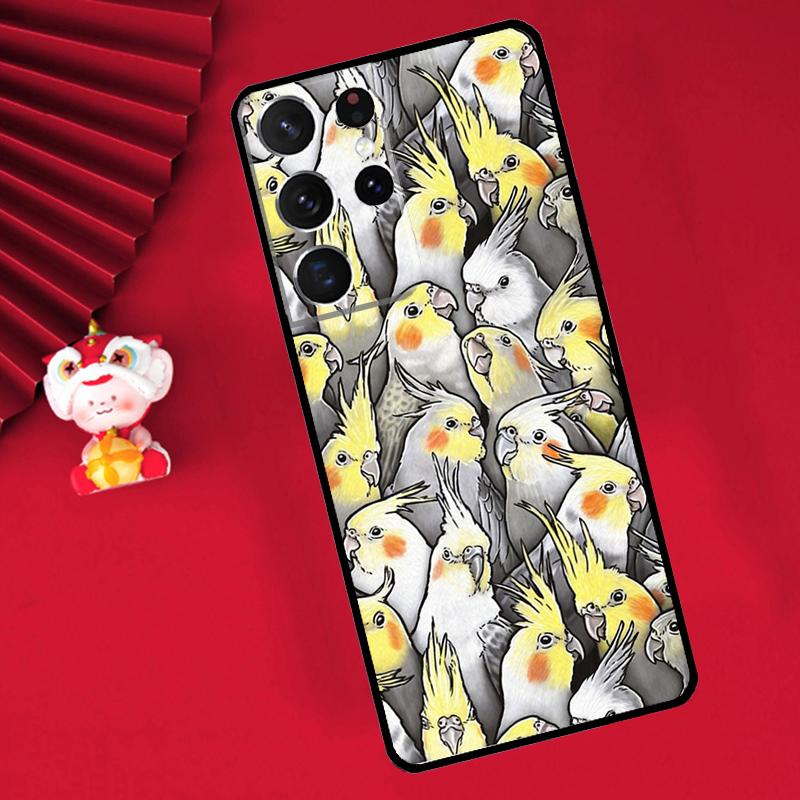 Cartoon Cockatiel Collage Case For Samsung Galaxy S25 S26 Ultra S22 S23 S24 Ultra S20 S21 Plus S10 S25 FE Cover Funda