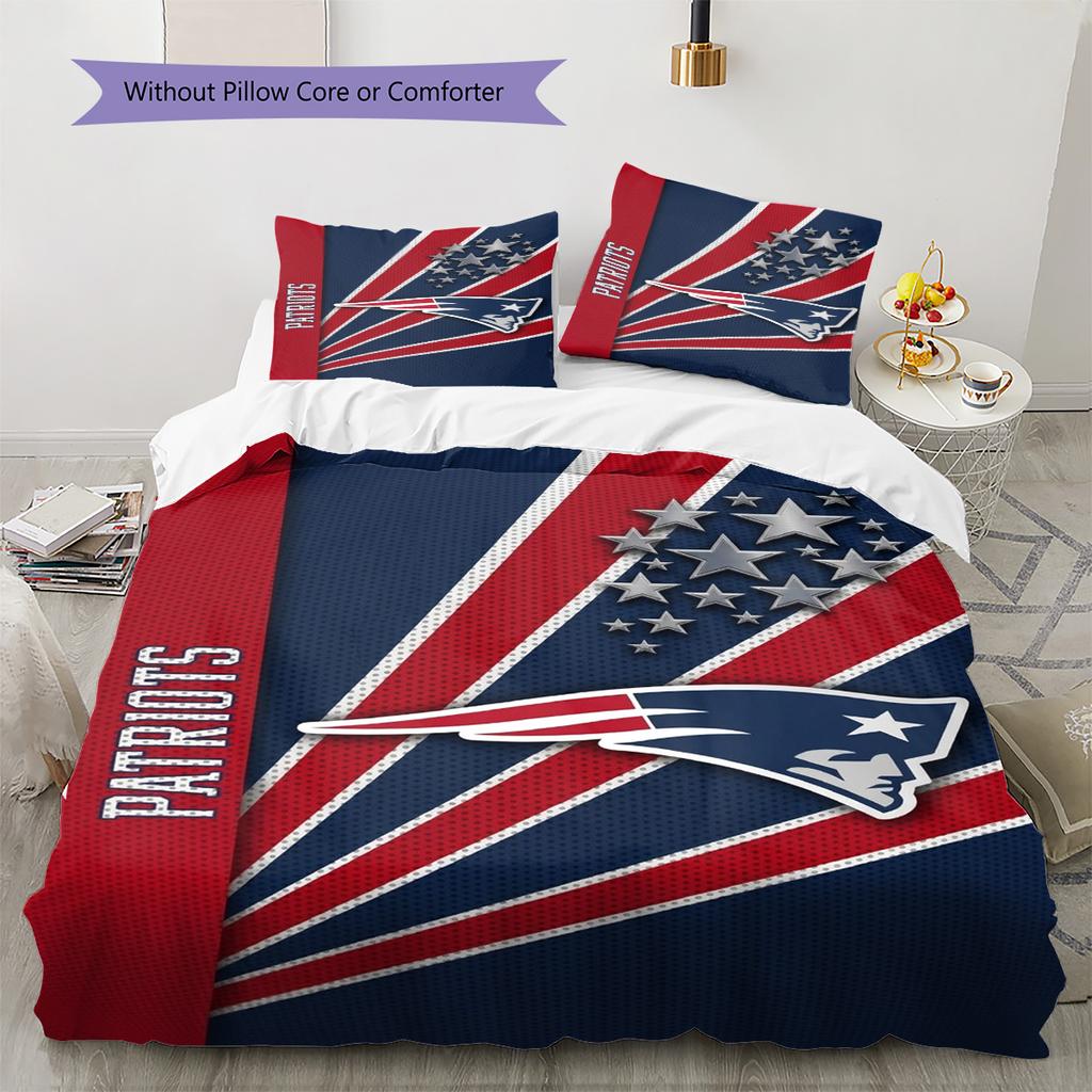 New England Patriots Logo Pattern Bedding Set Quilt Cover Pillowcase Home Decor Gift (1 * duvet cover + 2 * pillowcase, without co