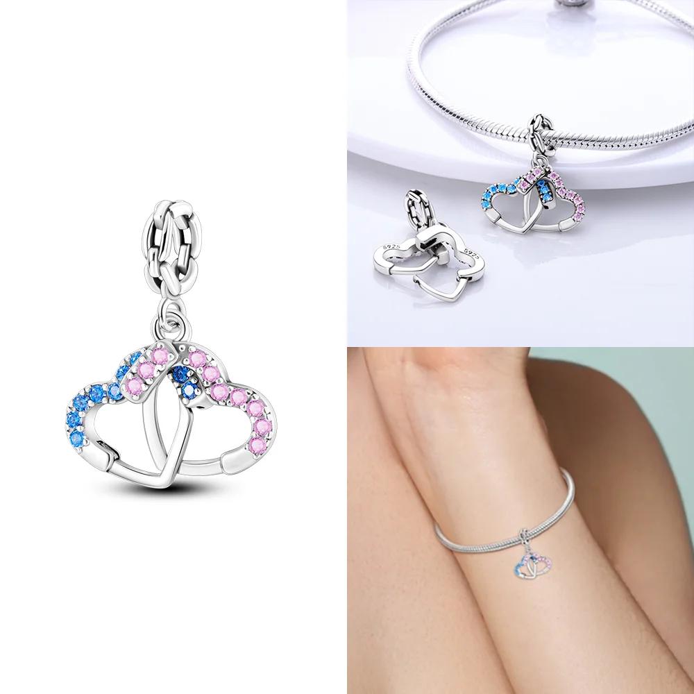 Exquisite Copper Original Red Heart Bicycle Love Couple Charms Beads Fit Bracelet Valentine'S Day Gift Women Jewelry Diy