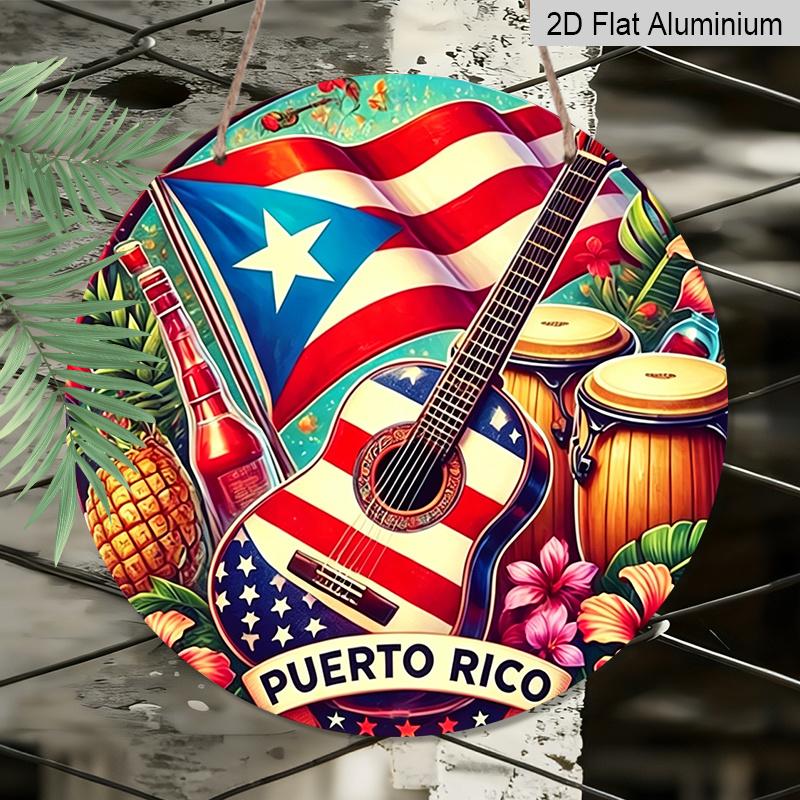 2D Flat, 1pc Round Cinco De Mayo Aluminum Hanging Sign, Colorful Mexican Fiesta Dancing Folk Flower Sombrero Design, Vibrant Metal Wall Decor