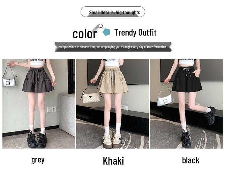 2025 Sweet Korean High-Waisted Quick-Dry Ruffle Pants with Pockets