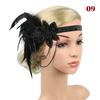 Women Beaded Flapper Hair Accessories Rhinestone Sequin Performance Headwear Elastic Indian Vintage Masquerade Feather Headband