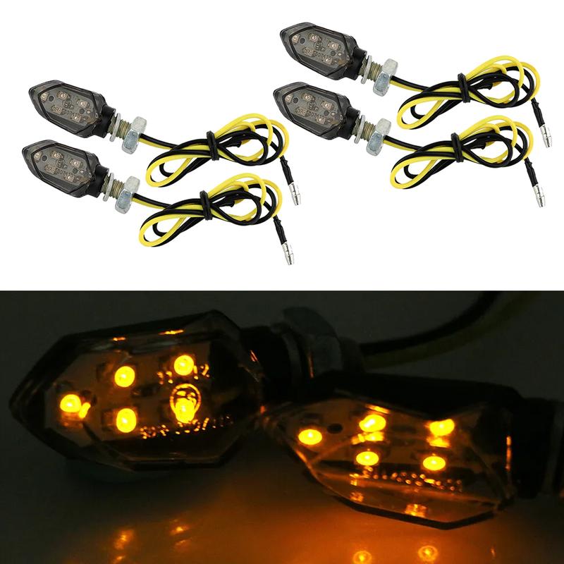 Universal 12V 4Pcs 5LED Black Mini Motorcycle Indicator Turn Signal Lights For Street Bikes Dirt Bike Dual Sport applications