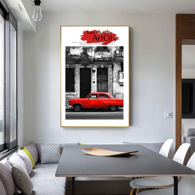 Картина на холсте в скандинавском стиле, Лондонская улица, черный, белый, красный, с изображением зонтика для гостиной, украшения стены дома, без рамки