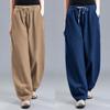 Cotton Linen Draping Bloomers Women Summer High-waisted Haren Pants Casual Pants Loose Vintage Radish Pants Women