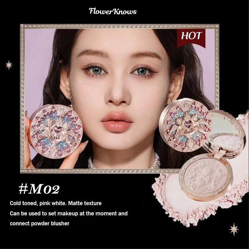 Flower Knows Little Angel Collection Relief Highlight Face Powder iluminador Makeup Contour Highlighter Palette 8 г/0,3 жидких унций