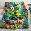 1pc Dinosaur Off - Road Camping Blanket, Multi - Season Universal for Bedroom Living Room Camping, Flannel 2D Flat Decor