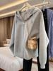 Plus Size Grey Hoodie Cardigan - Korean Style, Casual & Loose for Spring/Fall