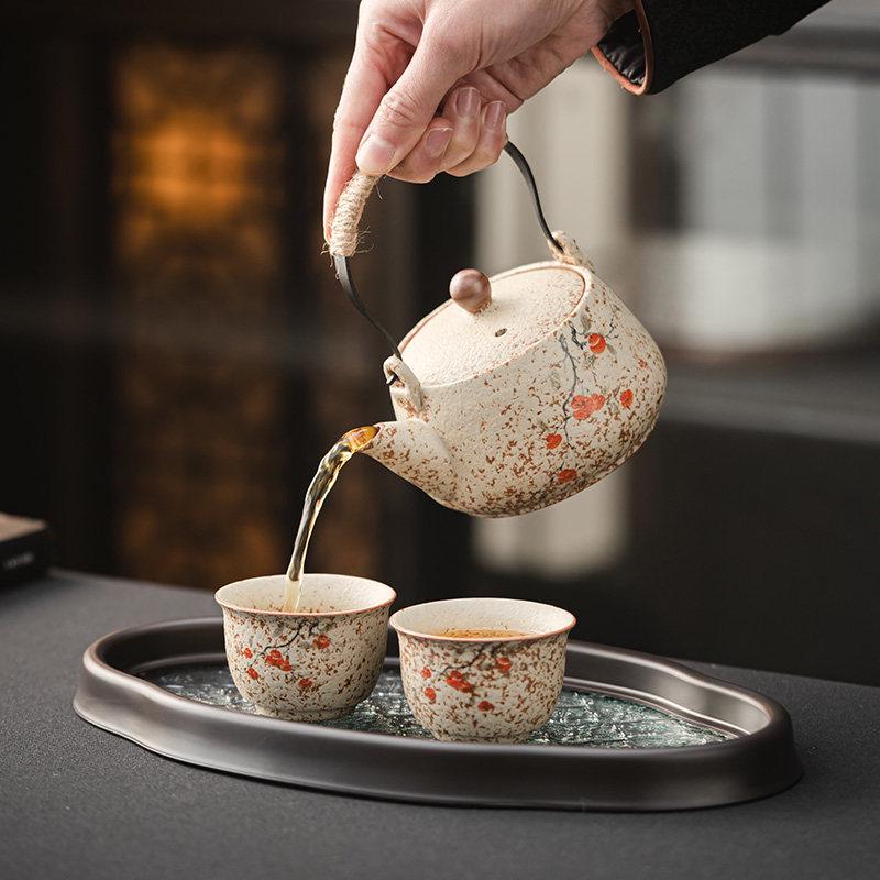 Набор для чая Firestone Gaiwan: Высококачественный керамический чайник, чашка, чайник с ручкой для заваривания чая дома или в офисе.
