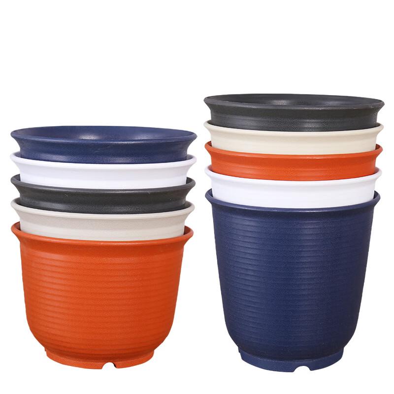 MOJY Имитация Керамики Утолщенный Пластиковый Горшок из Смолы с Поддоном (2-Pack)