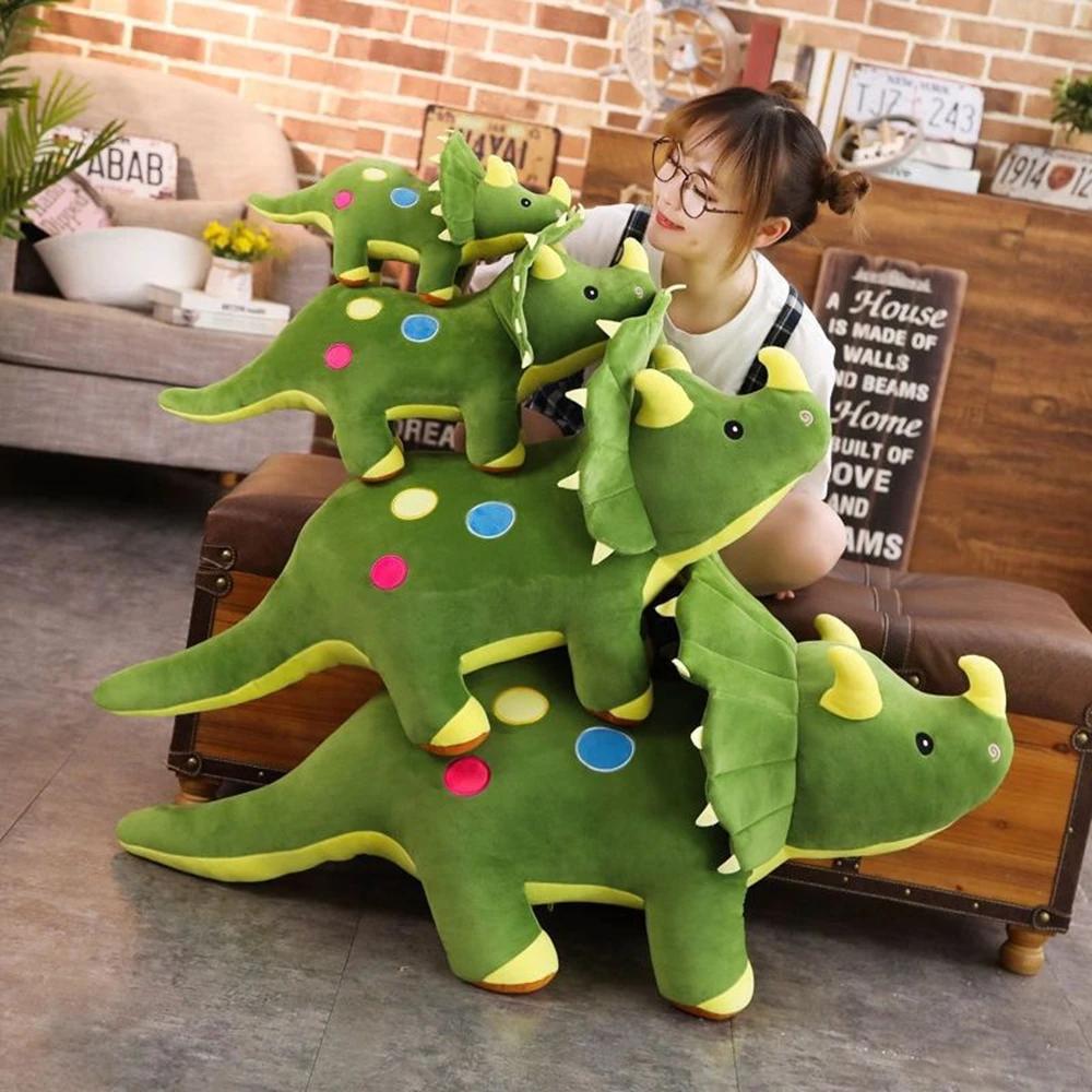 40СМ Плюшевая игрушка Трицератопс Пятнистое Королевство динозавров Сон Успокаивающая Подушка-игрушка Кукла Супермягкая Дарить детям Подарки на день рождения