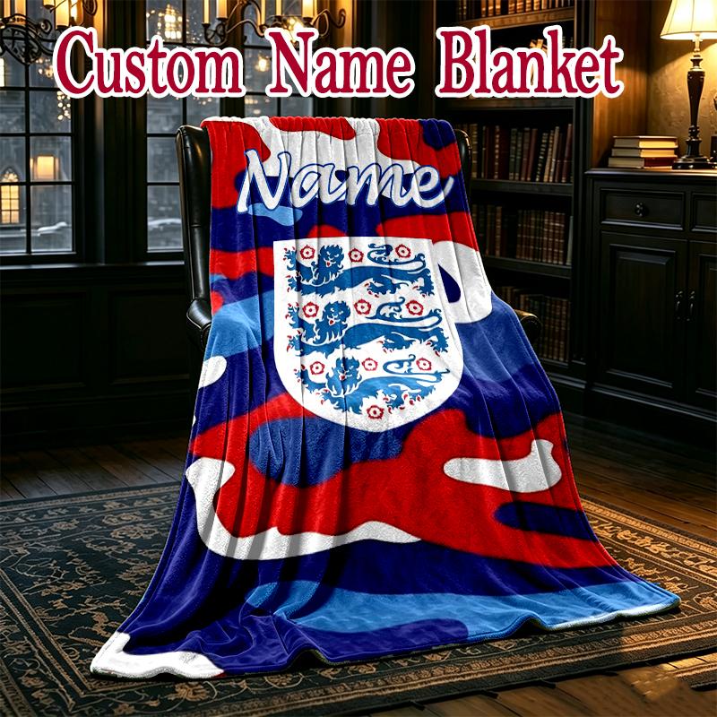 1pc Easy-Care England National Football Team2 Blanket, Perfect for Couch, Bed, Home, Travel and More, Warm and Durable Printed Blanket
