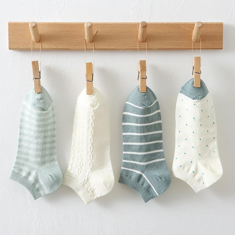 Весенние носки для женщин короткие носки с низкой посадкой и неглубоким вырезом женские носки дышащие и впитывающие пот полосатые в студенческом стиле женские носки-лодочки