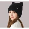 Girls' Cute Cat's Ears (Steamed Cat-ear Shaped Bread) In Winter Thickened Ear Protection Knitted Hat Versatile Solid Wool Hat