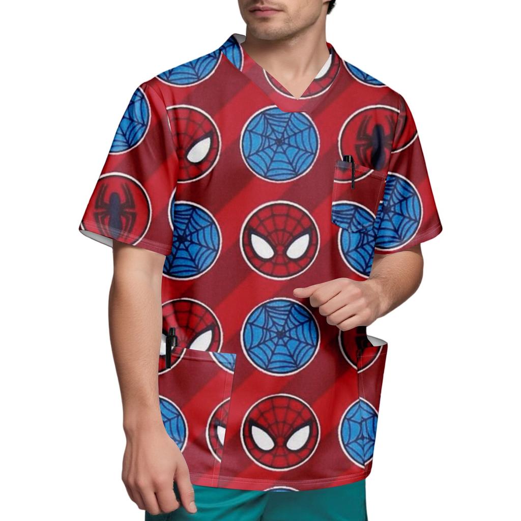 Мужской топ с коротким рукавом и V-образным вырезом с принтом нагрудного кармана