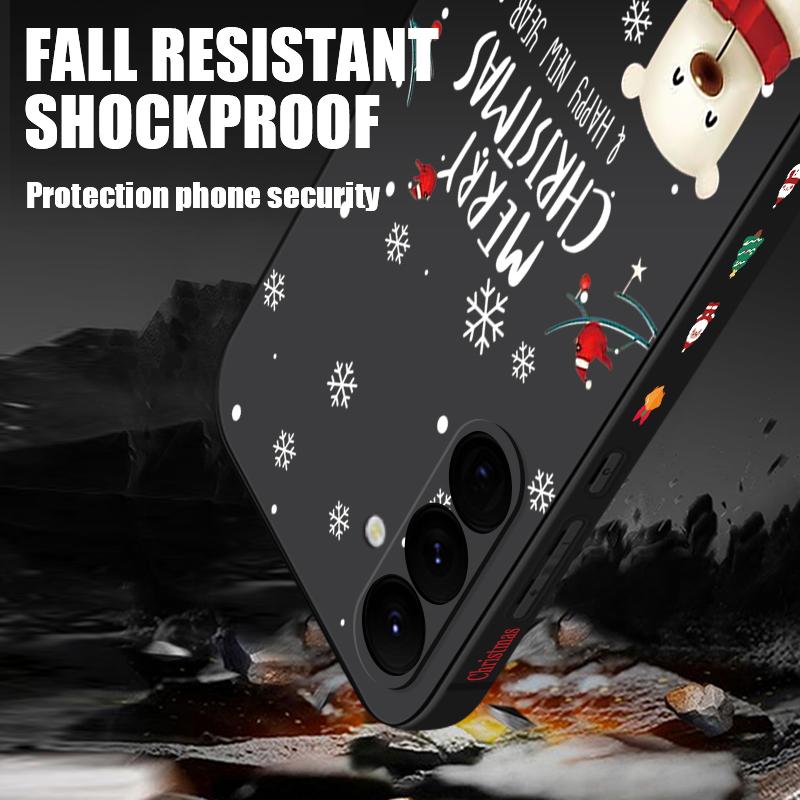 Рождественский Медведь Лось Чехол для Телефона для Samsung Galaxy S25 Ultra S24 Plus S22 S23 S21 FE A15 A16 A17 A35 A36 A54 A55 A56 Противоударный Мягкий TPU Чехол со Шнурком