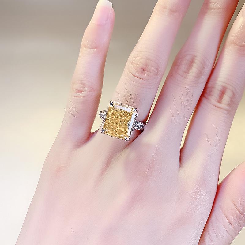 Кольцо с бриллиантом из серебра 925 пробы Hui Zhi Yi 10x12 мм - Европейский и американский бестселлер 2023 года