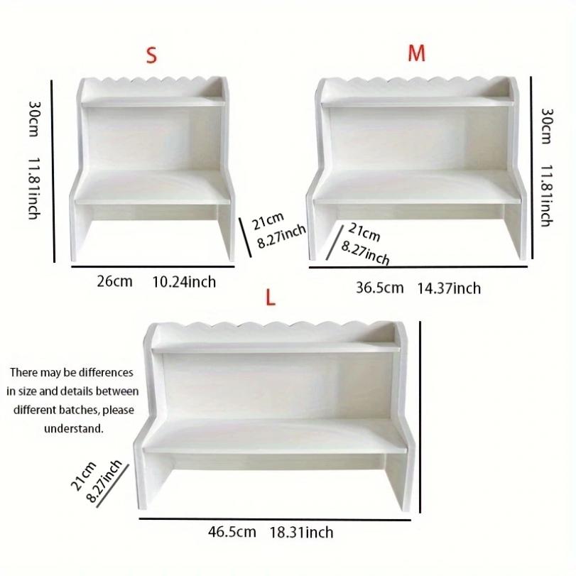 Double-Layer Desktop Organization Rack, Wood Fiber Board Painted Rectangular Storage Rack for Dormitory, Home, Office Display