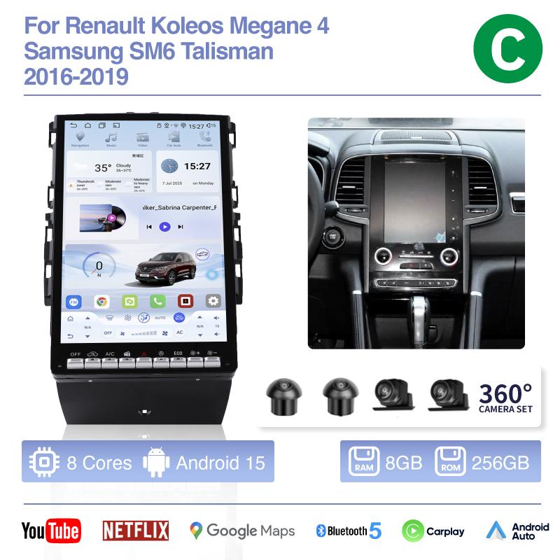 14.5Inch Android 15 For Renault Koleos Megane 4 Samsung SM6 Talisman 2016-2019 Car Multimedia Navigation Auto Radio Carplay 360